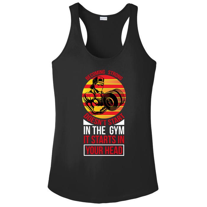 Becoming Strong Doesn T Start In The Gym, It Starts In Your Head Ladies PosiCharge Competitor Racerback Tank