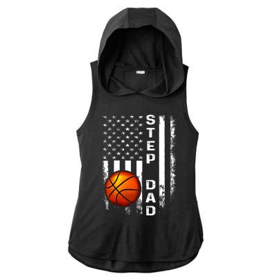 Basketball Step Dad American Flag Vintage Christmas Xmas Gift Ladies PosiCharge Tri-Blend Wicking Draft Hoodie Tank