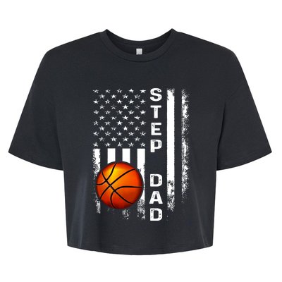 Basketball Step Dad American Flag Vintage Christmas Xmas Gift Bella+Canvas Jersey Crop Tee