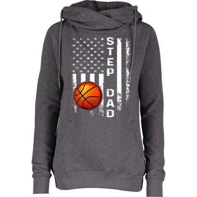 Basketball Step Dad American Flag Vintage Christmas Xmas Gift Womens Funnel Neck Pullover Hood