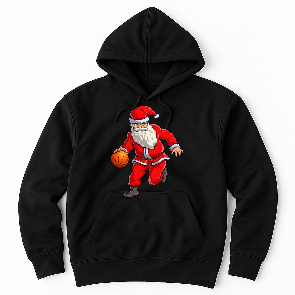 Basketball Santa Dribble Ball Christmas Sports Xmas Hoodie
