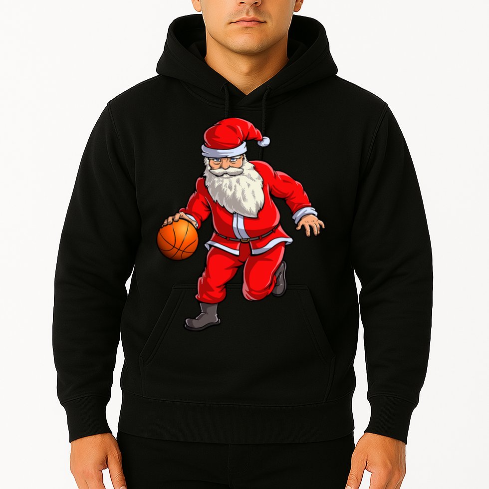 Basketball Santa Dribble Ball Christmas Sports Xmas Hoodie