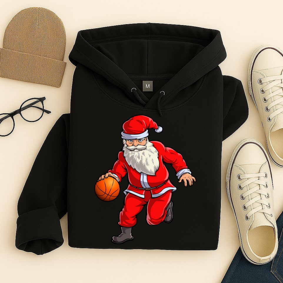 Basketball Santa Dribble Ball Christmas Sports Xmas Hoodie
