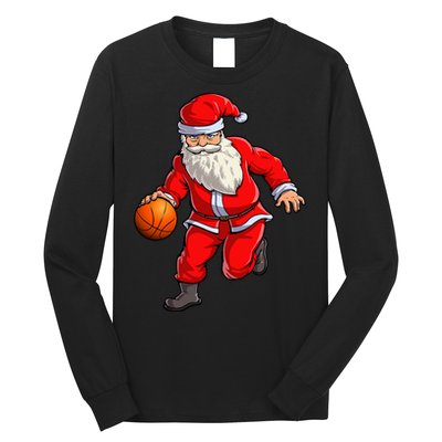 Basketball Santa Dribble Ball Christmas Sports Xmas Long Sleeve Shirt