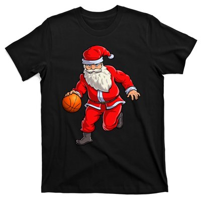 Basketball Santa Dribble Ball Christmas Sports Xmas T-Shirt