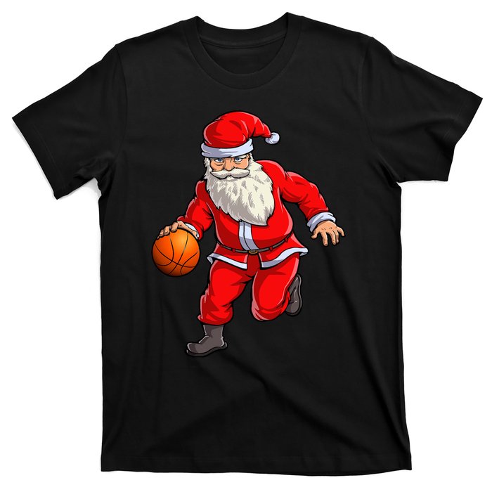 Basketball Santa Dribble Ball Christmas Sports Xmas T-Shirt