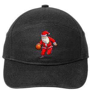 Basketball Santa Dribble Ball Christmas Sports Xmas 7-Panel Snapback Hat