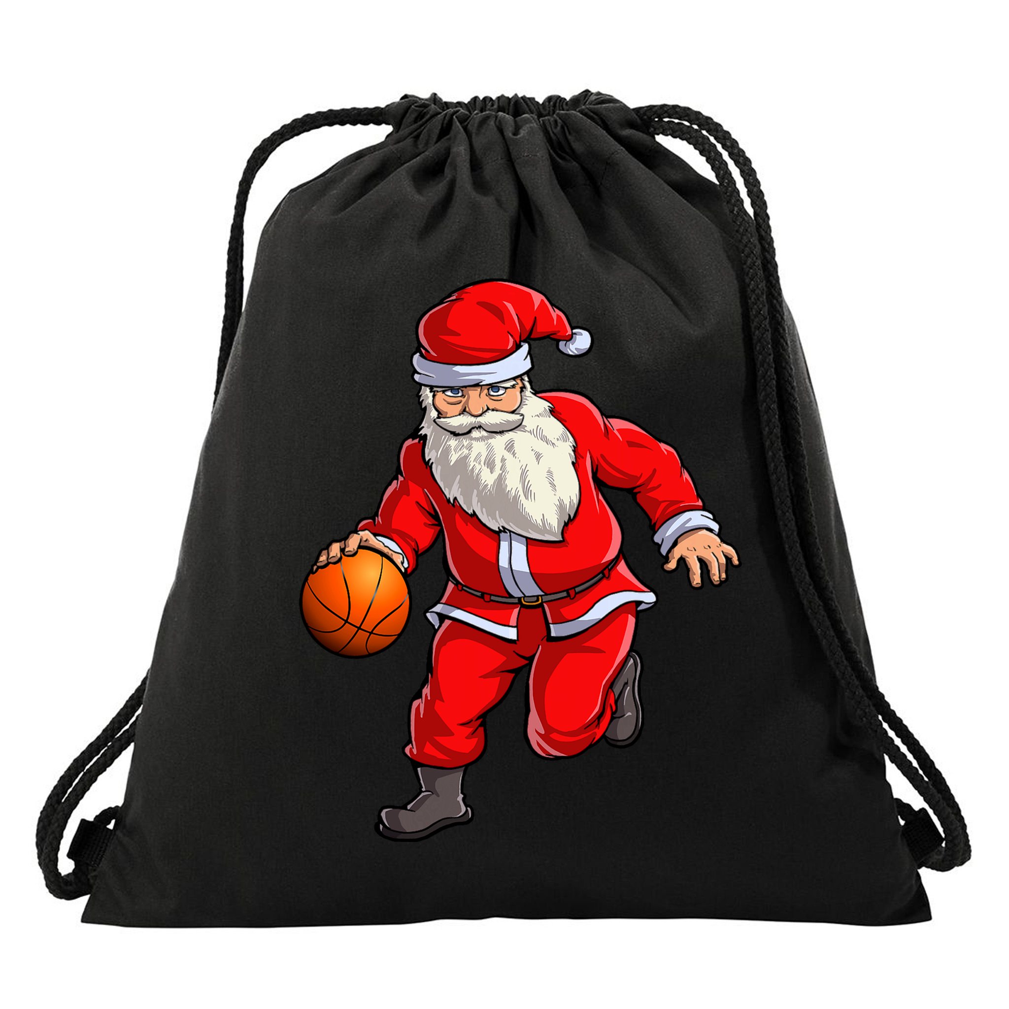 Basketball Santa Dribble Ball Christmas Sports Xmas Drawstring Bag