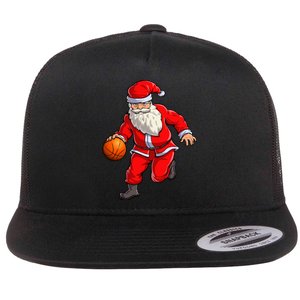 Basketball Santa Dribble Ball Christmas Sports Xmas Flat Bill Trucker Hat