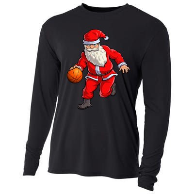 Basketball Santa Dribble Ball Christmas Sports Xmas Cooling Performance Long Sleeve Crew