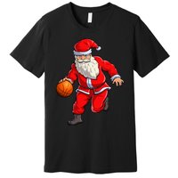 Basketball Santa Dribble Ball Christmas Sports Xmas Premium T-Shirt