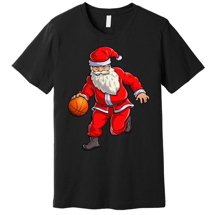 Basketball Santa Dribble Ball Christmas Sports Xmas Premium T-Shirt