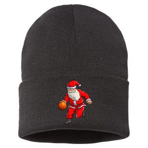 Basketball Santa Dribble Ball Christmas Sports Xmas Sustainable Knit Beanie