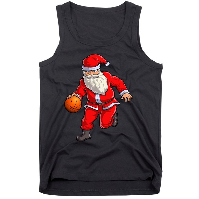 Basketball Santa Dribble Ball Christmas Sports Xmas Tank Top