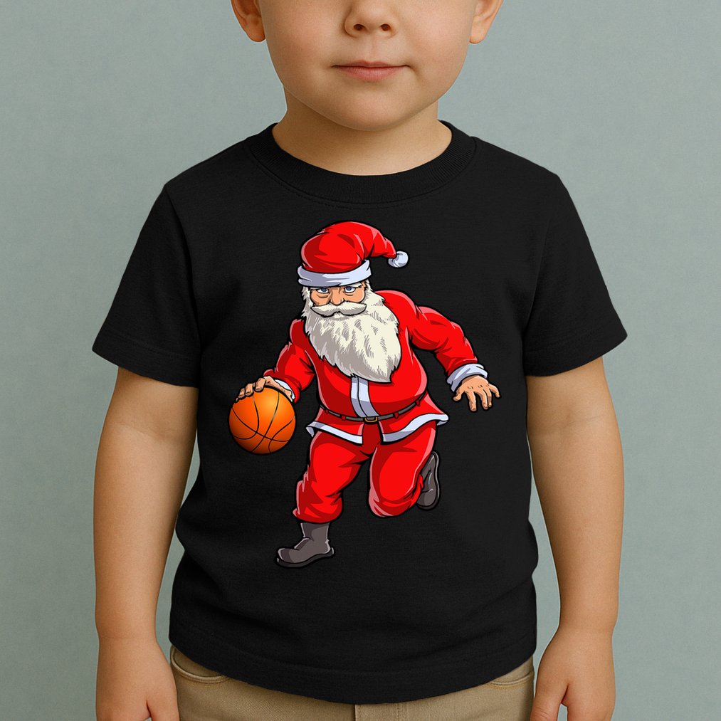 Basketball Santa Dribble Ball Christmas Sports Xmas Toddler T-Shirt