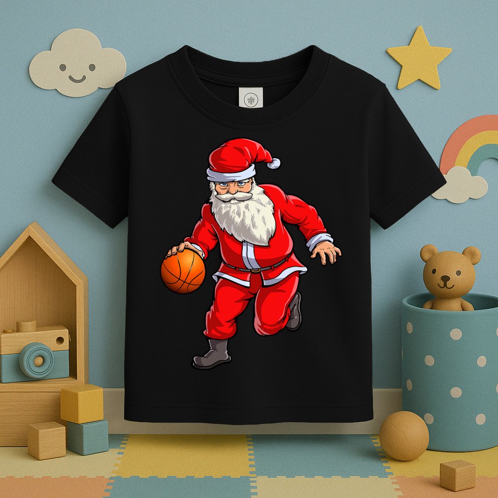 Basketball Santa Dribble Ball Christmas Sports Xmas Toddler T-Shirt