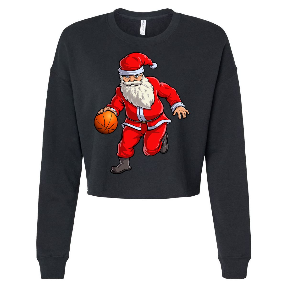 Basketball Santa Dribble Ball Christmas Sports Xmas Cropped Pullover Crew