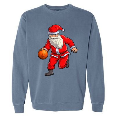 Basketball Santa Dribble Ball Christmas Sports Xmas Garment-Dyed Sweatshirt