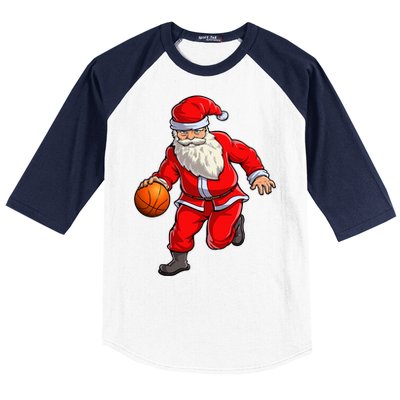 Basketball Santa Dribble Ball Christmas Sports Xmas Baseball Sleeve Shirt