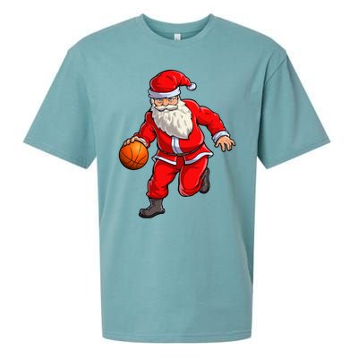 Basketball Santa Dribble Ball Christmas Sports Xmas Sueded Cloud Jersey T-Shirt