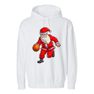 Basketball Santa Dribble Ball Christmas Sports Xmas Garment-Dyed Fleece Hoodie