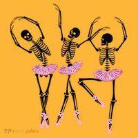 Ballerina Skeletons Dancing Halloween Ballerina Skeleton  Pom Pom 12in Knit Beanie