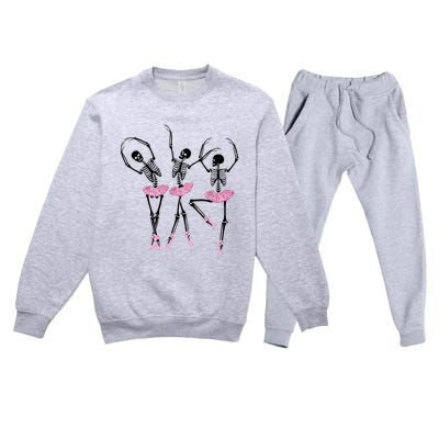 Ballerina Skeletons Dancing Halloween Ballerina Skeleton  Premium Crewneck Sweatsuit Set