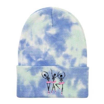 Ballerina Skeletons Dancing Halloween Ballerina Skeleton  Tie Dye 12in Knit Beanie