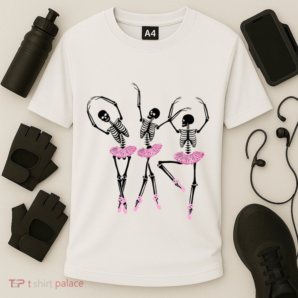 Ballerina Skeletons Dancing Halloween Ballerina Skeleton  Performance Shirt