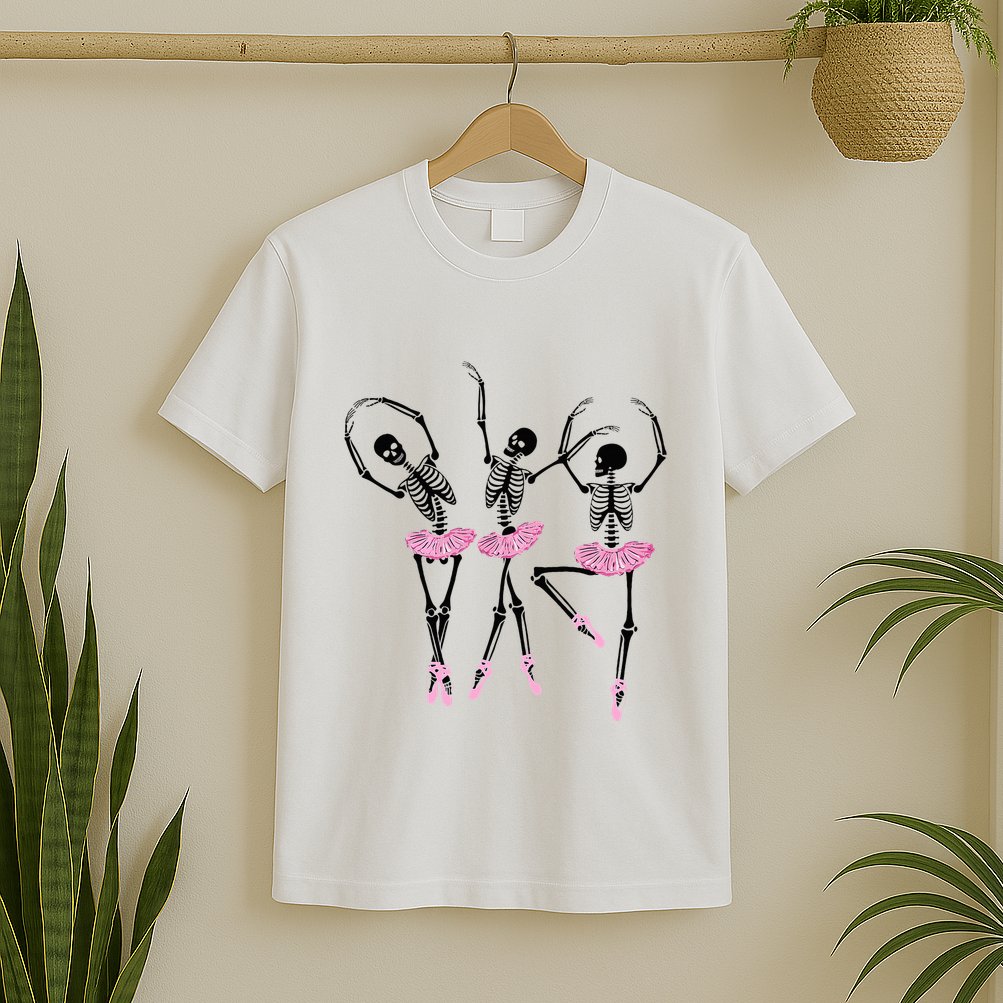 Ballerina Skeletons Dancing Halloween Ballerina Skeleton  T-Shirt