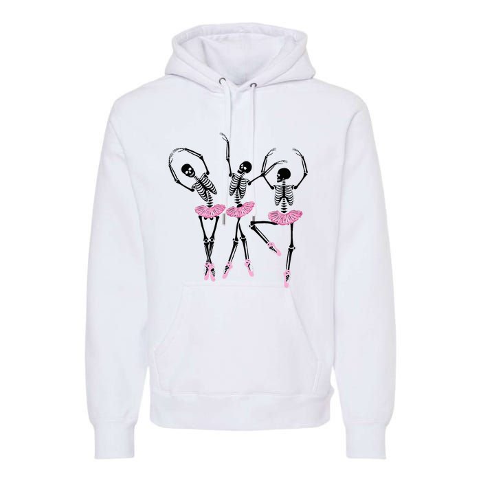 Ballerina Skeletons Dancing Halloween Ballerina Skeleton  Premium Hoodie