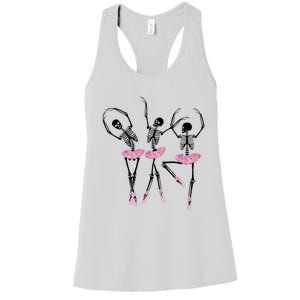 Ballerina Skeletons Dancing Halloween Ballerina Skeleton  Women's Racerback Tank