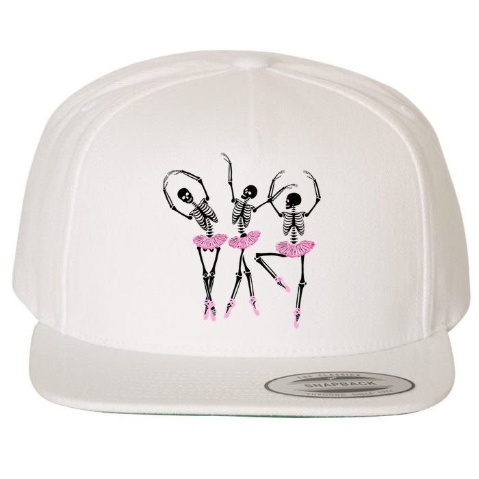 Ballerina Skeletons Dancing Halloween Ballerina Skeleton  Wool Snapback Cap