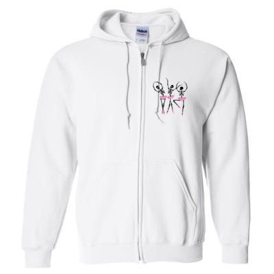 Ballerina Skeletons Dancing Halloween Ballerina Skeleton  Full Zip Hoodie
