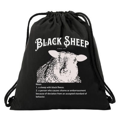 Black S.H.E.E.P Definition Sarcastic Quote Design For Everyone Drawstring Bag
