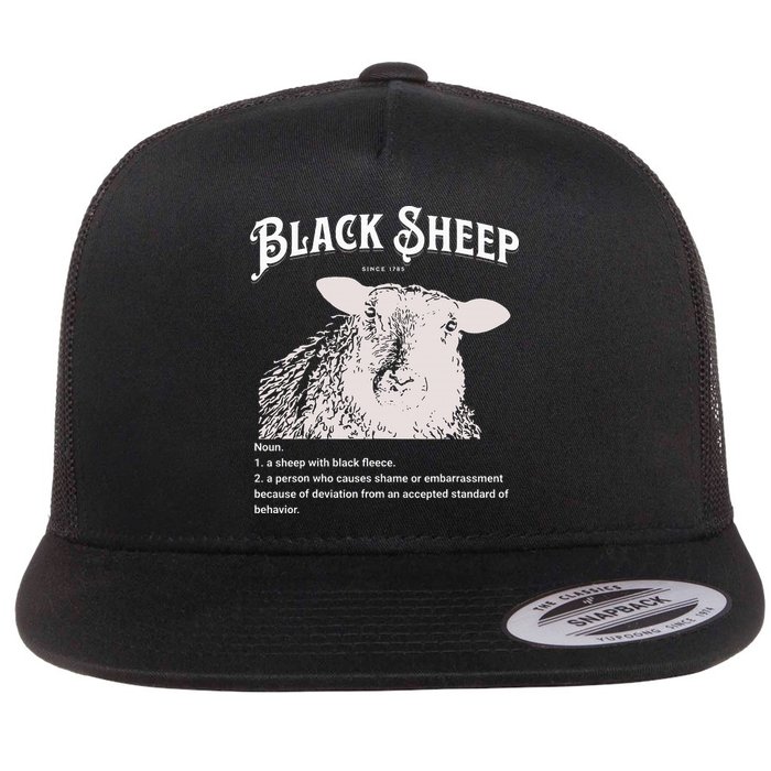 Black S.H.E.E.P Definition Sarcastic Quote Design For Everyone Flat Bill Trucker Hat