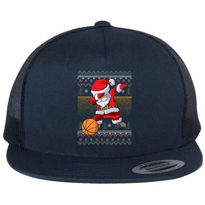 Basketball Santa Dabbing Ugly Christmas Xmas Pajama Gift Flat Bill Trucker Hat