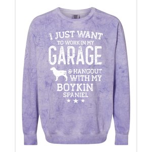 Boykin Spaniel Dad Car Garage Hangout Funny Gift Colorblast Crewneck Sweatshirt