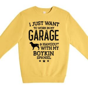 Boykin Spaniel Dad Car Garage Hangout Funny Gift Premium Crewneck Sweatshirt