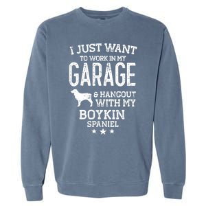 Boykin Spaniel Dad Car Garage Hangout Funny Gift Garment-Dyed Sweatshirt