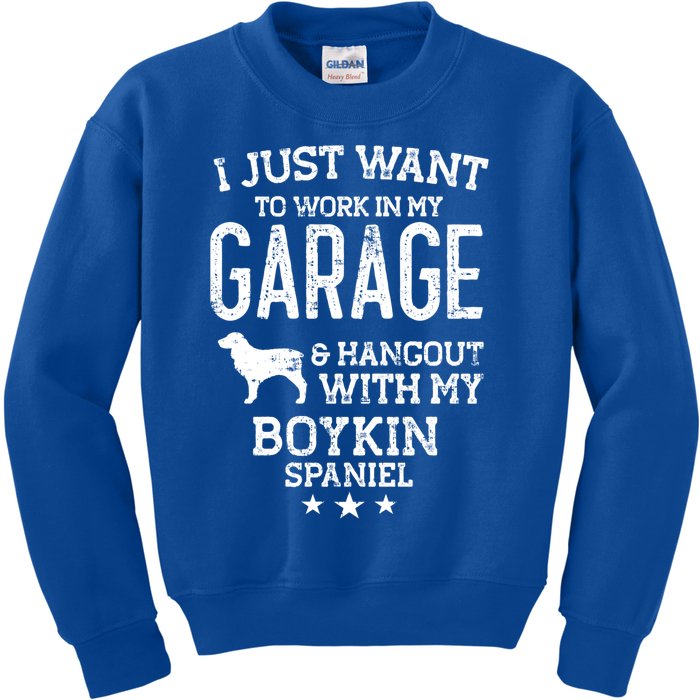 Boykin Spaniel Dad Car Garage Hangout Funny Gift Kids Sweatshirt