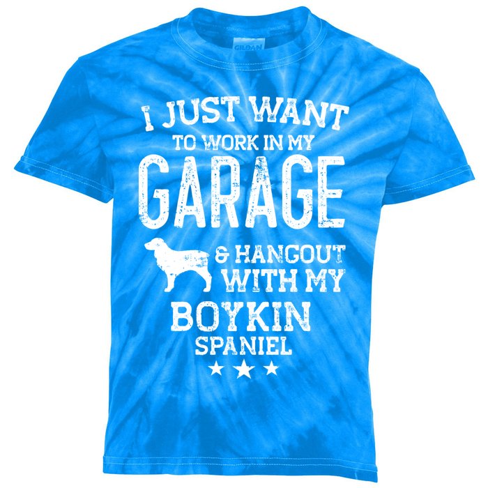 Boykin Spaniel Dad Car Garage Hangout Funny Gift Kids Tie-Dye T-Shirt