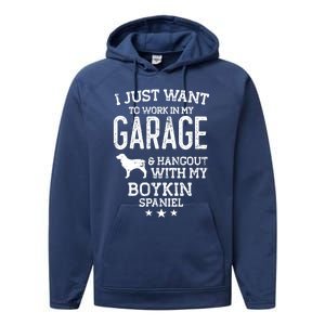 Boykin Spaniel Dad Car Garage Hangout Funny Gift Performance Fleece Hoodie