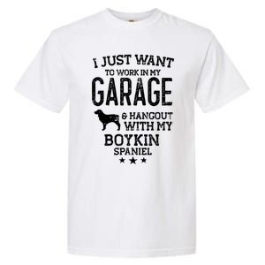 Boykin Spaniel Dad Car Garage Hangout Funny Gift Garment-Dyed Heavyweight T-Shirt