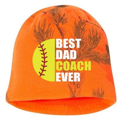 Best Softball Dad Coach Ever Fathers Day Softball Coach Dad Kati - Camo Knit Beanie