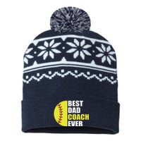 Best Softball Dad Coach Ever Fathers Day Softball Coach Dad USA-Made Snowflake Beanie