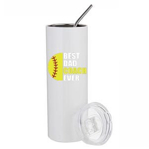 Best Softball Dad Coach Ever Fathers Day Softball Coach Dad Stainless Steel Tumbler