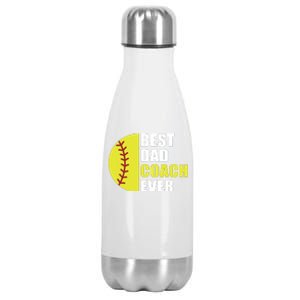 Best Softball Dad Coach Ever Fathers Day Softball Coach Dad Stainless Steel Insulated Water Bottle