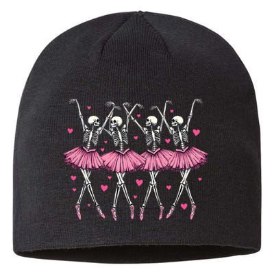 Ballerina Skeleton Dance Funny Halloween Ballet Women Girl Sustainable Beanie