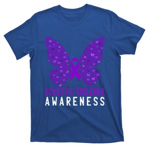 Butterfly Survivor Domestic Violence Awareness Purple Ribbon Funny Gift T-Shirt